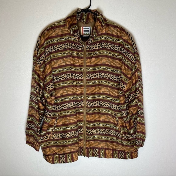 EVR Vintage Silk Animal Print Windbreaker Jacket - Picture 1 of 7